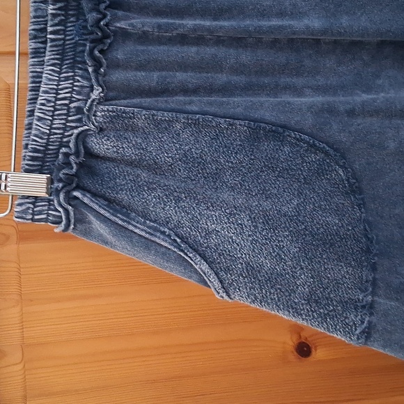 J.Her Blue 100% Cotton Knit Stretch Boho Wide Leg Cropped  Pants Size Small - Picture 3 of 8